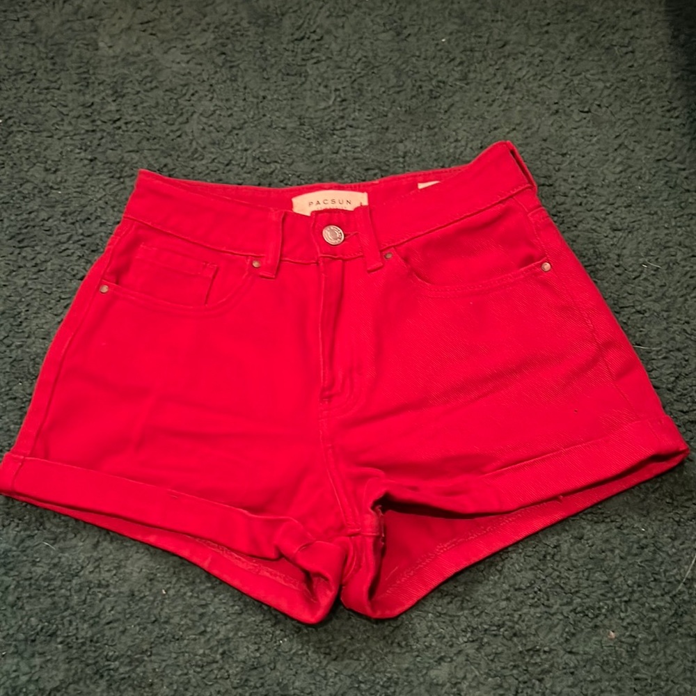 red booty shorts